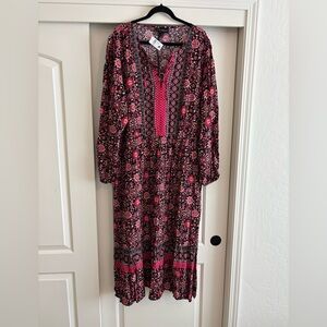 Lane Bryant Pink and Black Floral Long Sleeve Dress